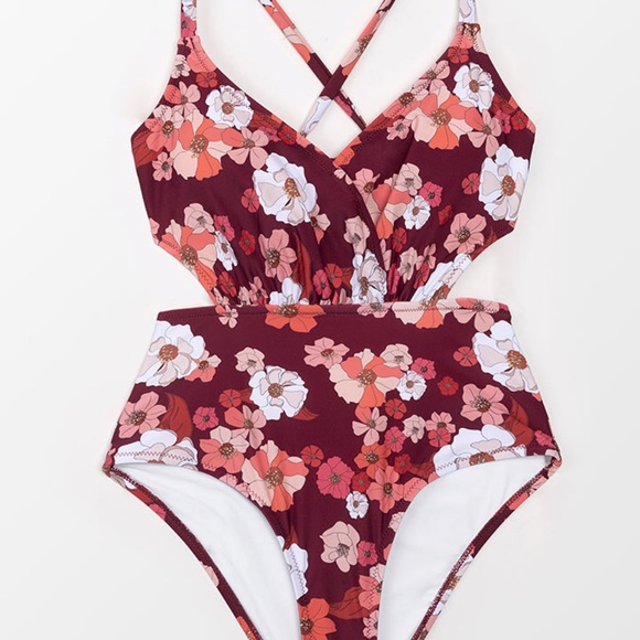 NWT Cupshe Olivia Floral One-Piece - Picture 4 of 6